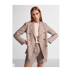 Maje Vitrus Plaid Double Breasted Blazer Size 40
